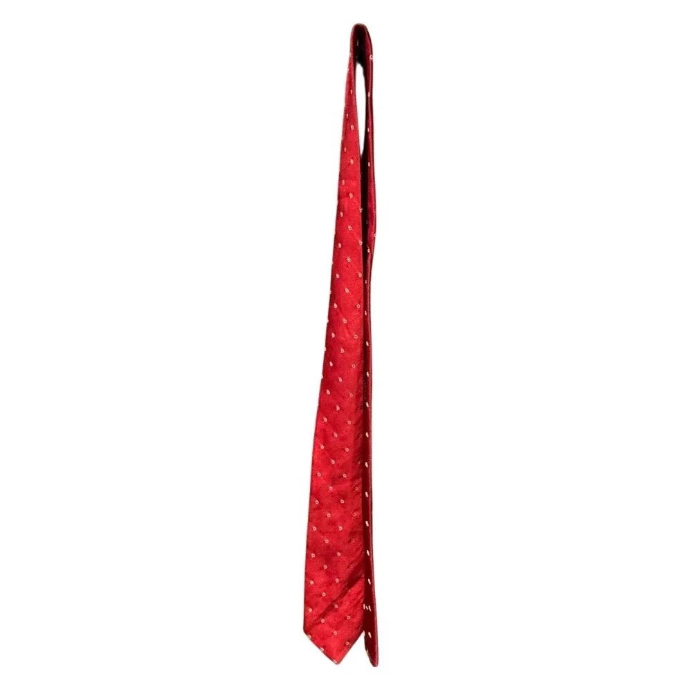Etienne Caron Mens Red Patterned Necktie Formal‎ Silk Blend Dress Tie